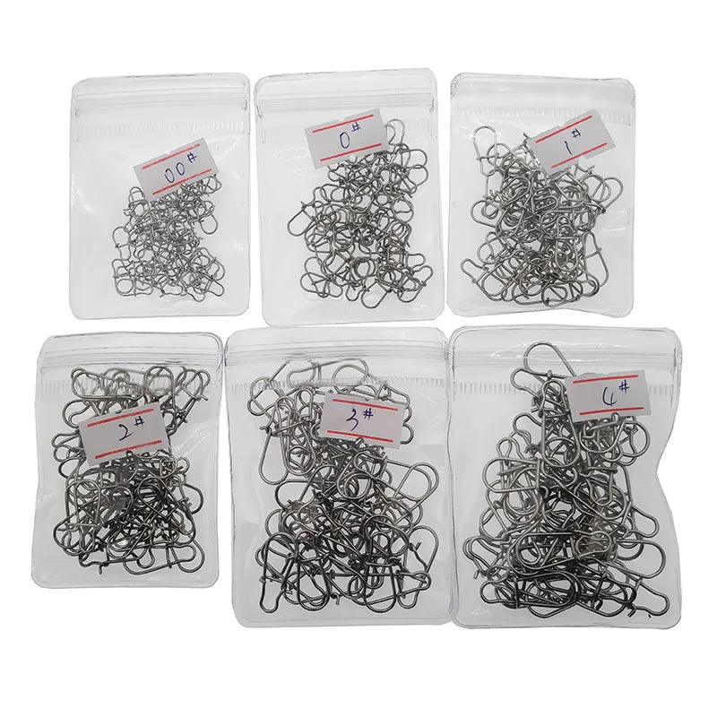 30-Pack Stainless Steel Fishing Snap Swivels — Lock Clips