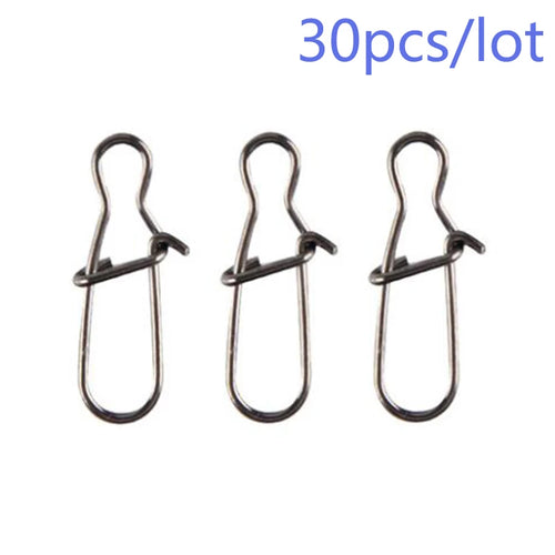 30-Pack Stainless Steel Fishing Snap Swivels — Lock Clips