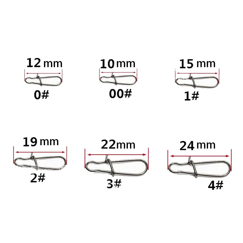 30-Pack Stainless Steel Fishing Snap Swivels — Lock Clips