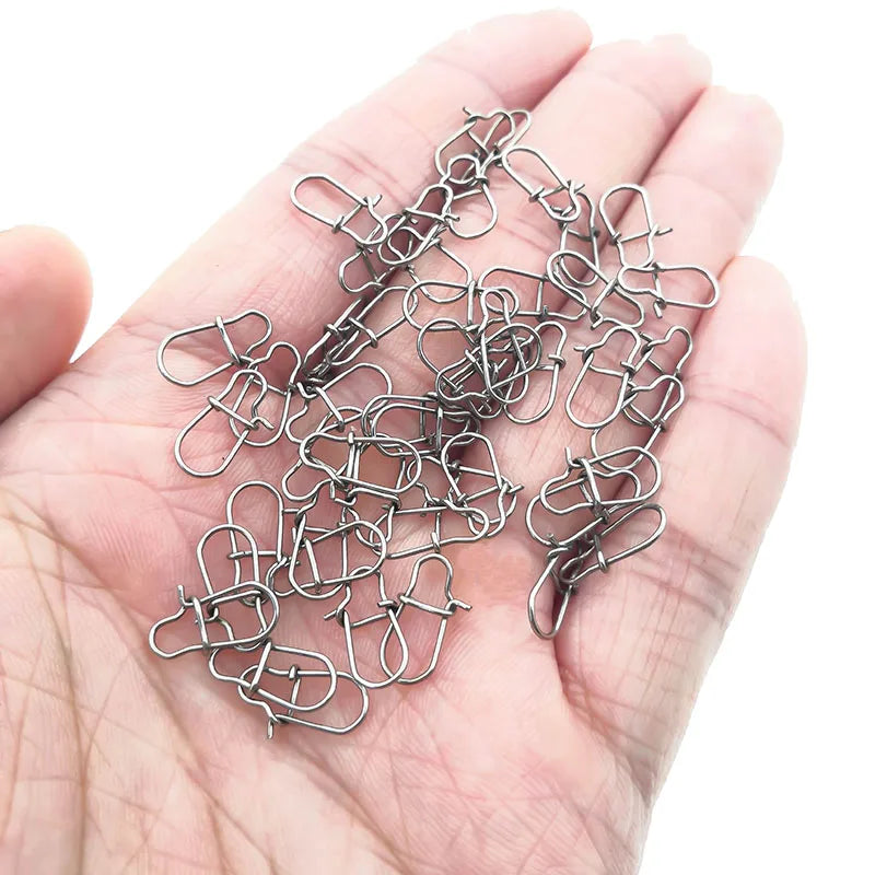30-Pack Stainless Steel Fishing Snap Swivels — Lock Clips