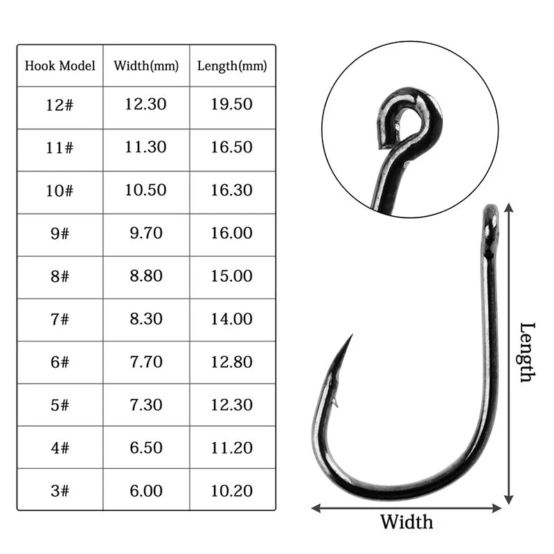 PrecisionHook 100-Pack Carbon Steel Fishing Hook Set
