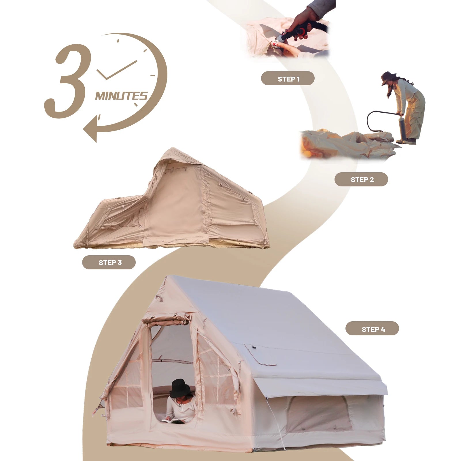 QuickDome Pakicetus Inflatable Family Camping Tent