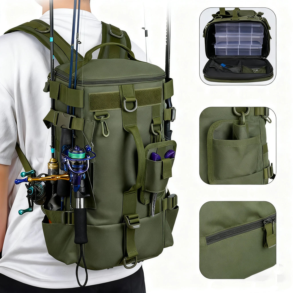 CastPack Tactical Fishing Backpack with Rod Holders