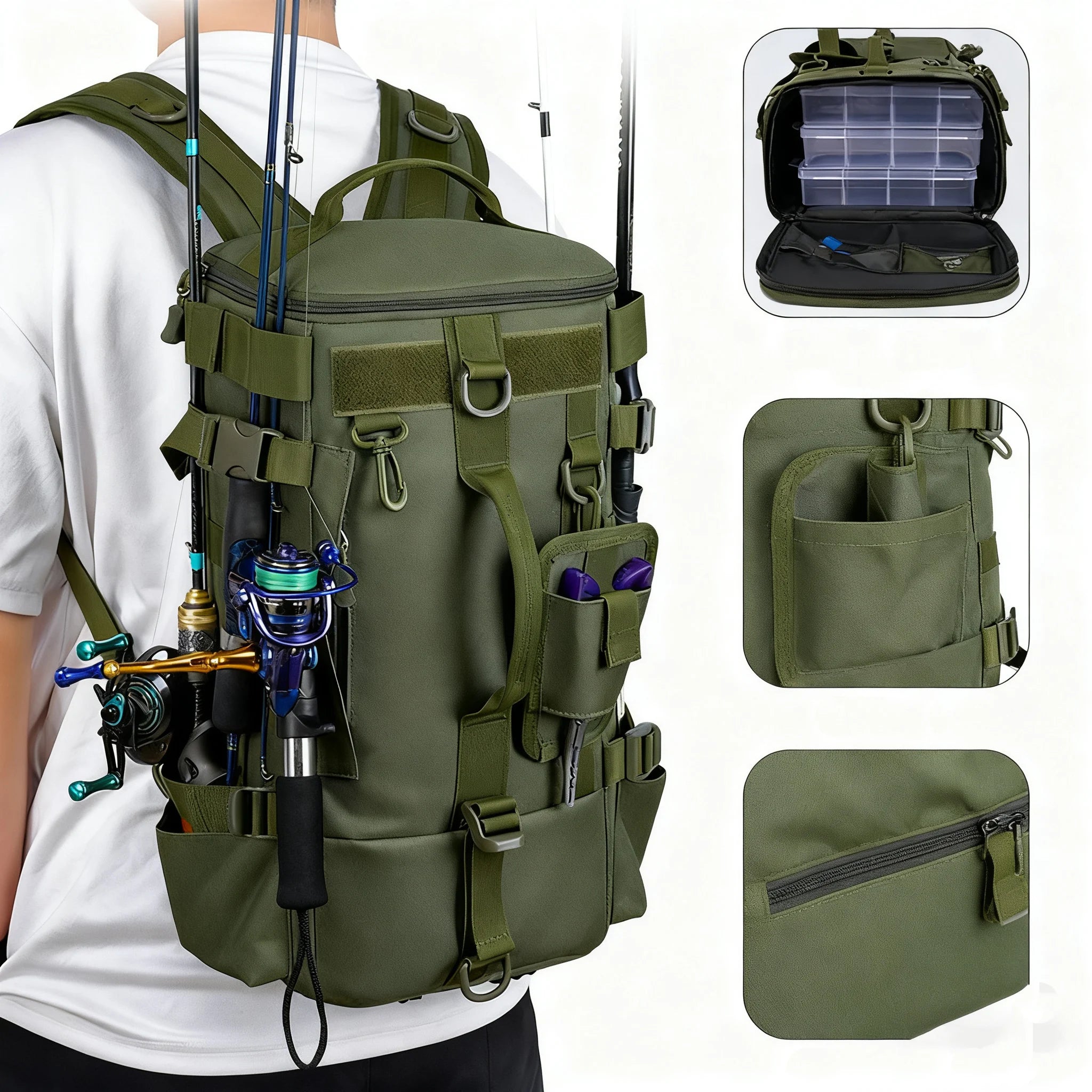 CastPack Tactical Fishing Backpack with Rod Holders