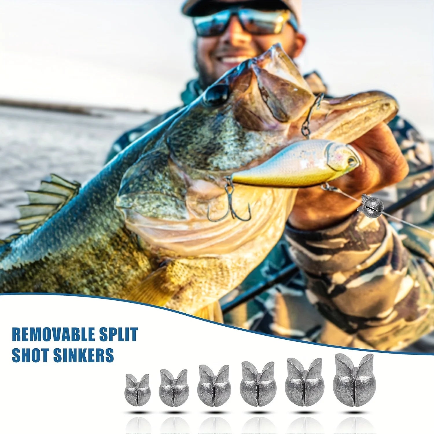 60-Piece Fishing Split Shot Sinker Weight Kit