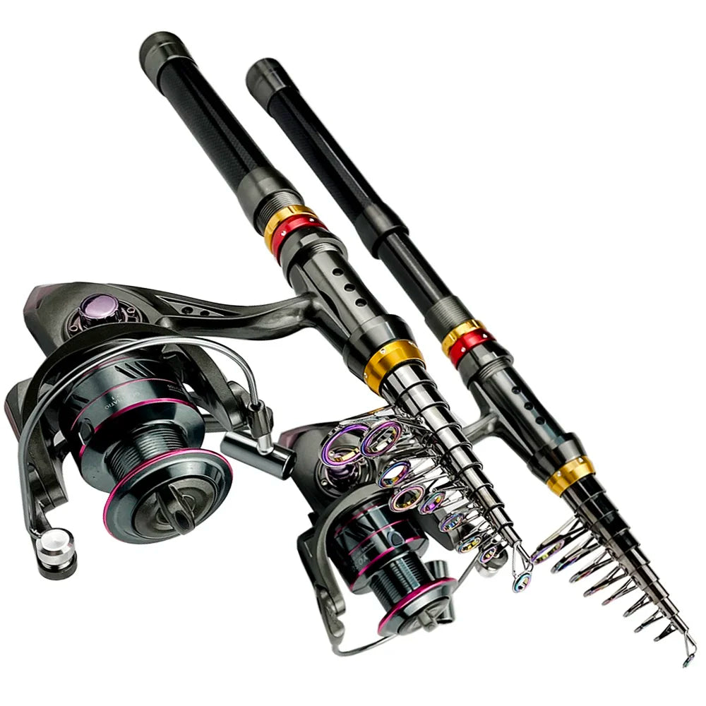 CastPro Telescopic Carbon Fiber Fishing Rod & Reel Combo