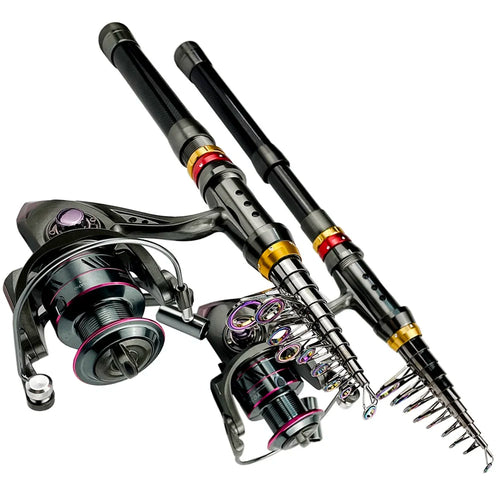 CastPro Telescopic Carbon Fiber Fishing Rod & Reel Combo