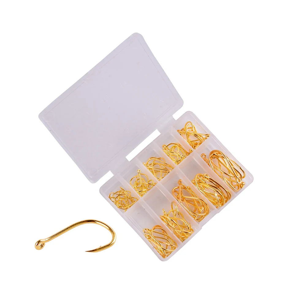 PrecisionHook 100-Pack Carbon Steel Fishing Hook Set