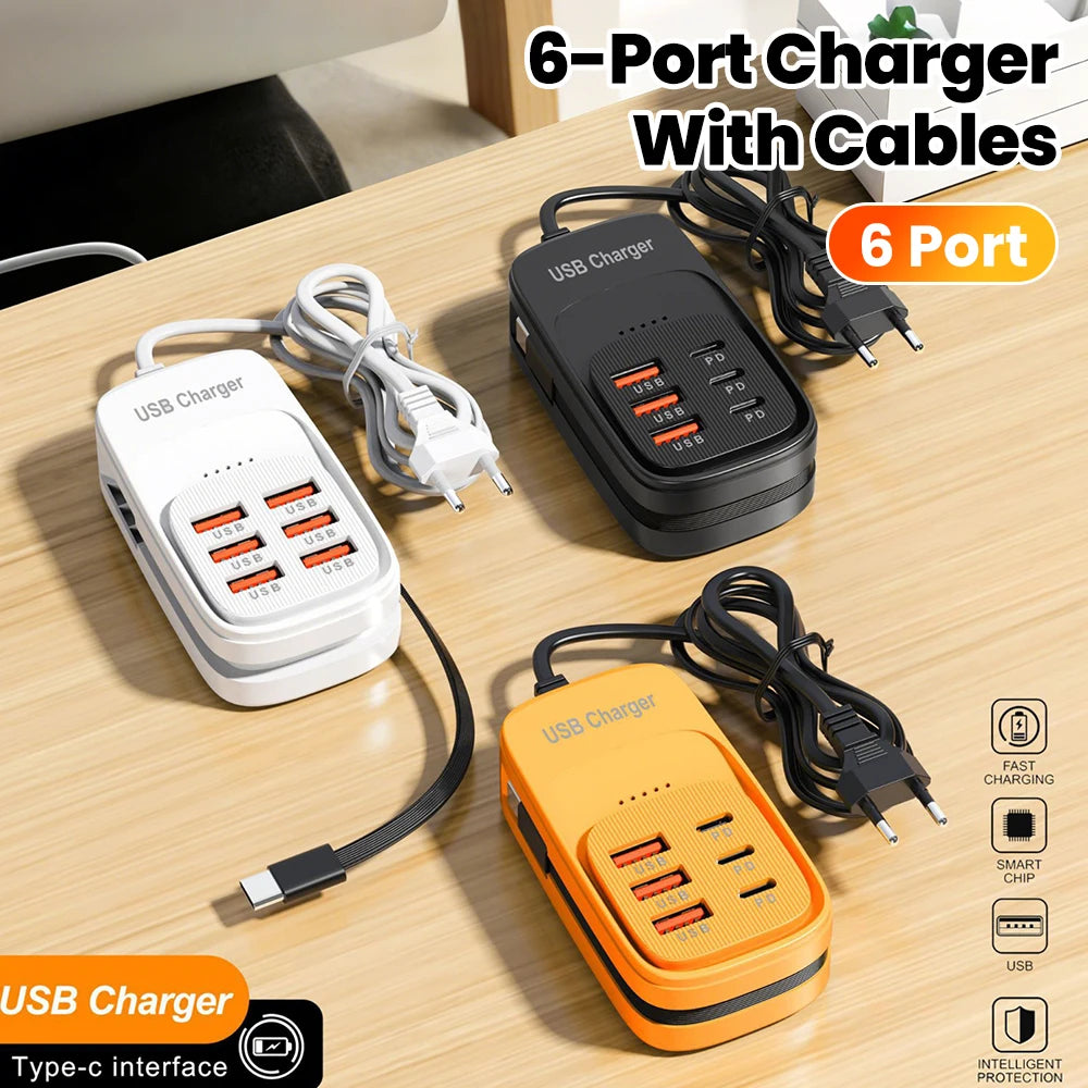 ChargeHub 6-in-1 USB Power Strip — 3PD Fast Charge