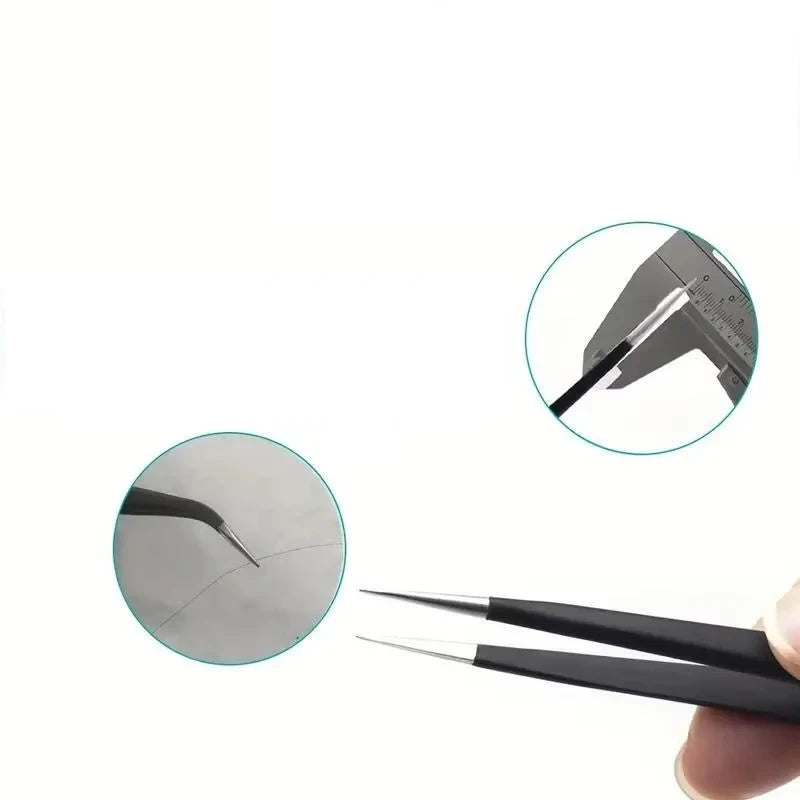 PrecisionGrip 6-Piece ESD Anti-Static Stainless Tweezers Set