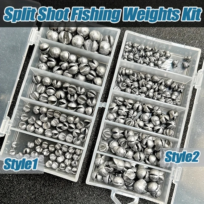 60-Piece Fishing Split Shot Sinker Weight Kit