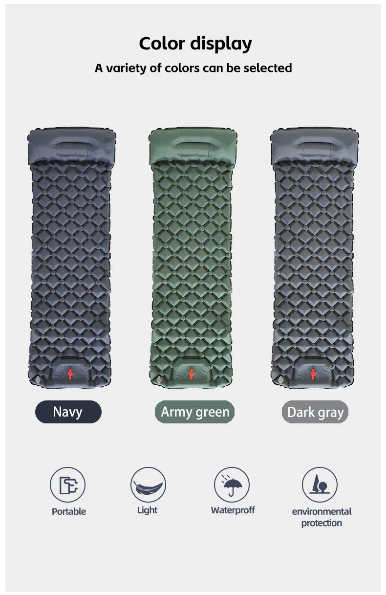 TrailRest Inflatable Camping Pad with Pillow