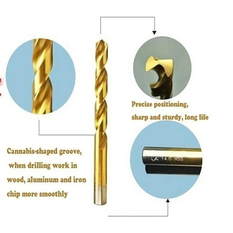 100-Piece Titanium Coated HSS Drill Bit Set
