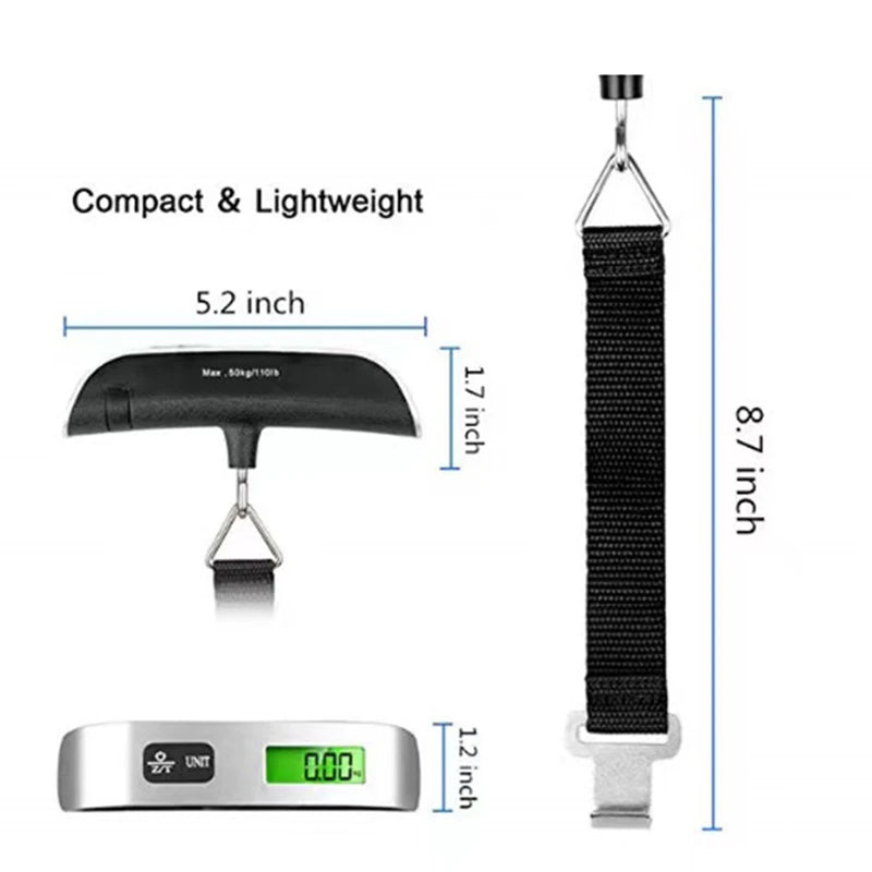LuggageScale 110lb Digital LCD Hanging Travel Scale