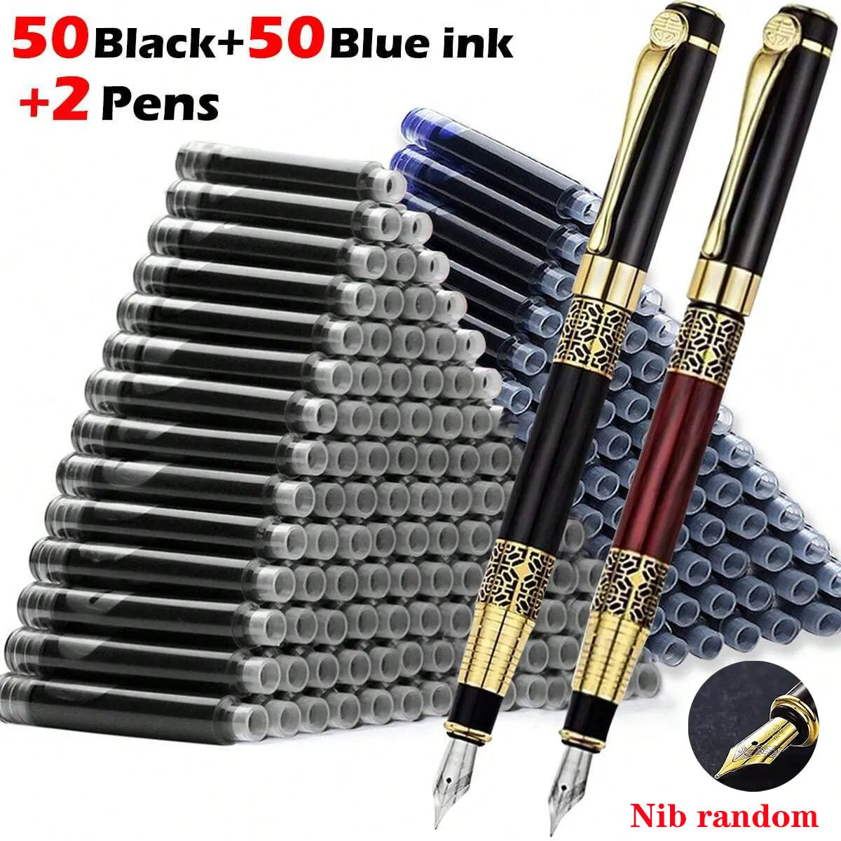 InkVault Retro Metal Fountain Pen & Ink Set