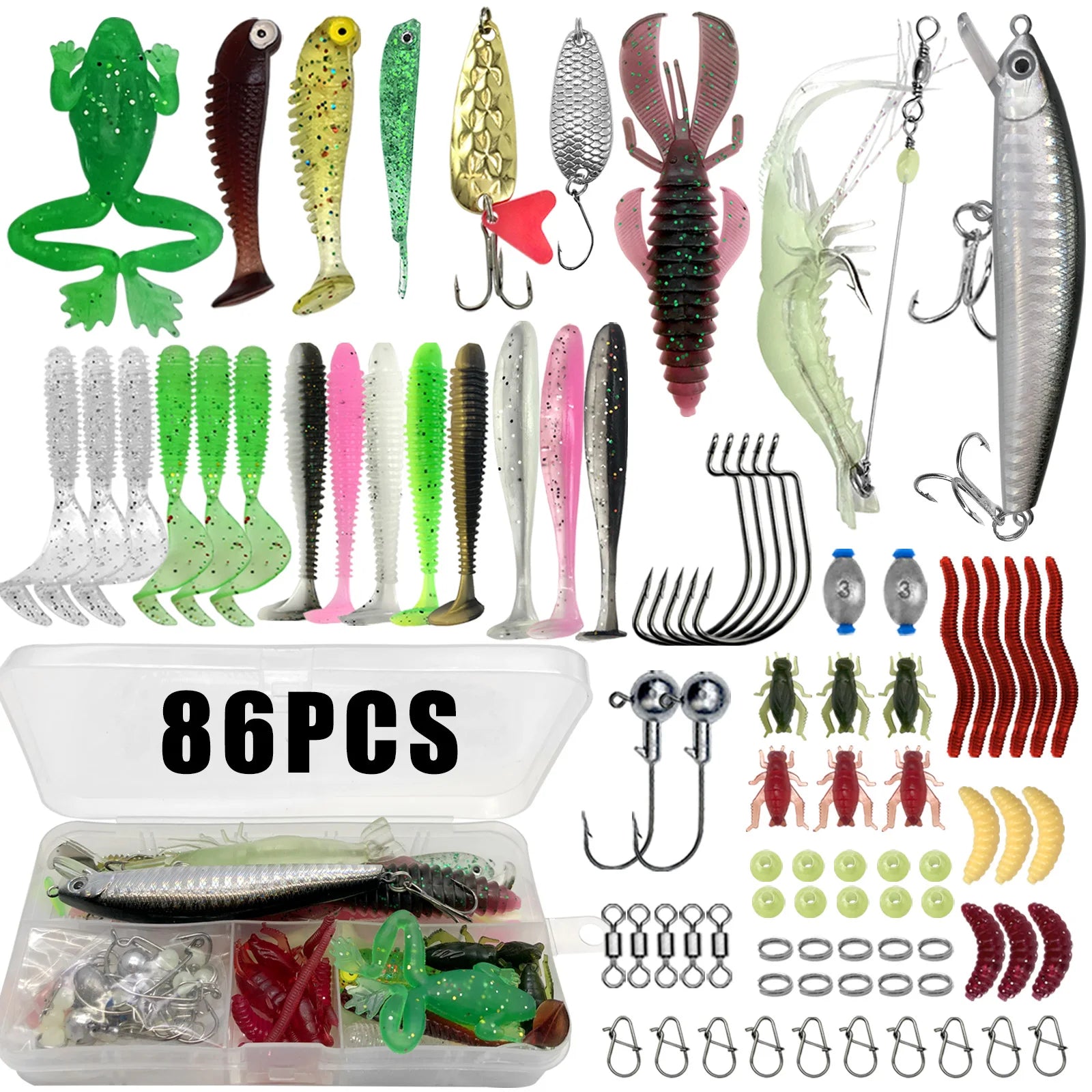 LureVault 86-Piece Multi-Species Fishing Lure Kit