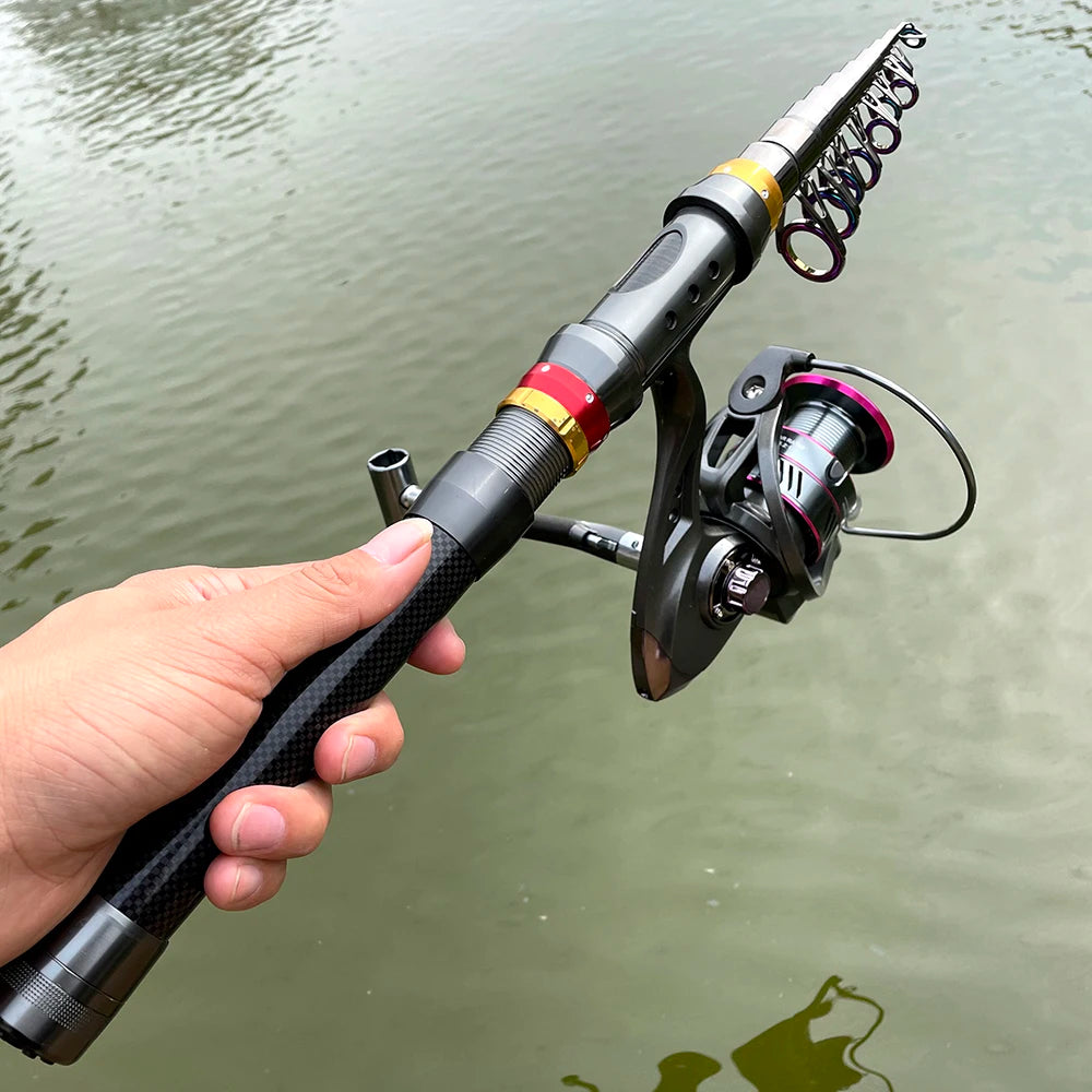 CastPro Telescopic Carbon Fiber Fishing Rod & Reel Combo