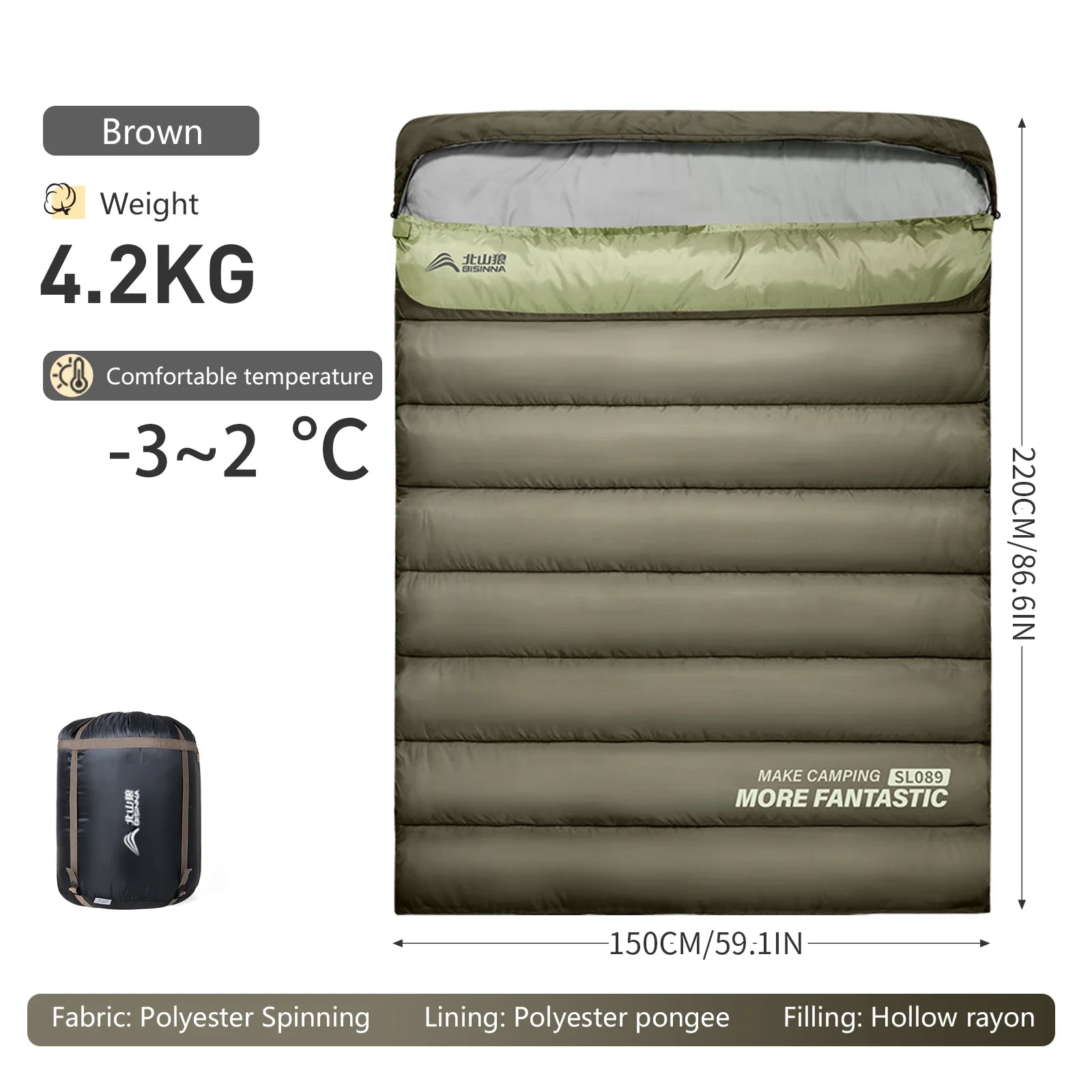 DualBase 2-Person 4-Season Camping Sleeping Bag