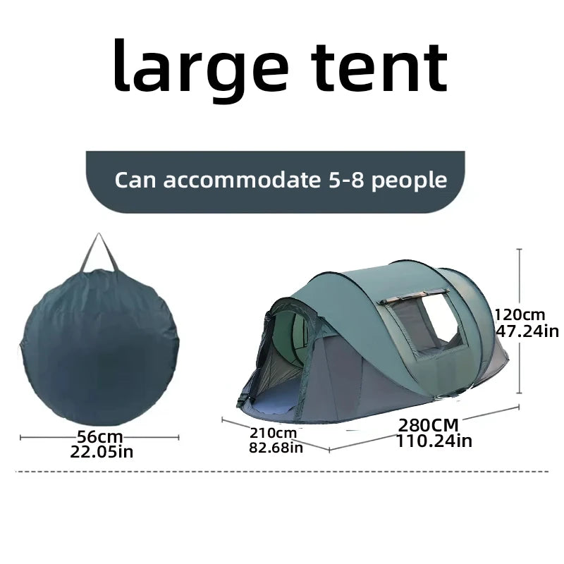 PopBase Instant Throw Camp Tent — 5-8 Person Waterproof