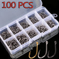 PrecisionHook 100-Pack Carbon Steel Fishing Hook Set