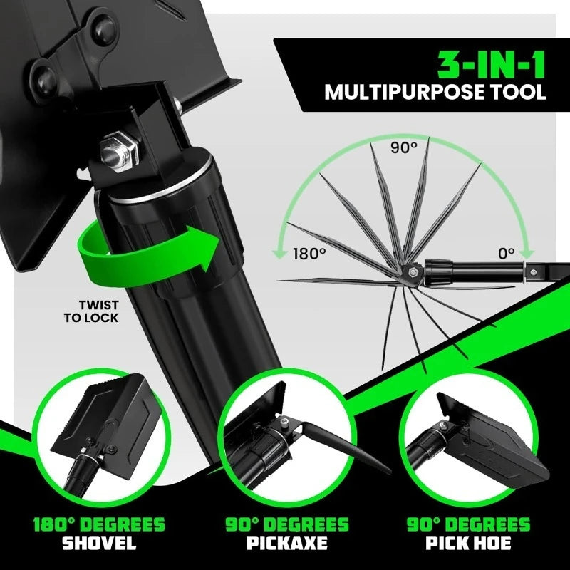 StrikeShovel Folding Survival Shovel with Pick - Manganese Steel