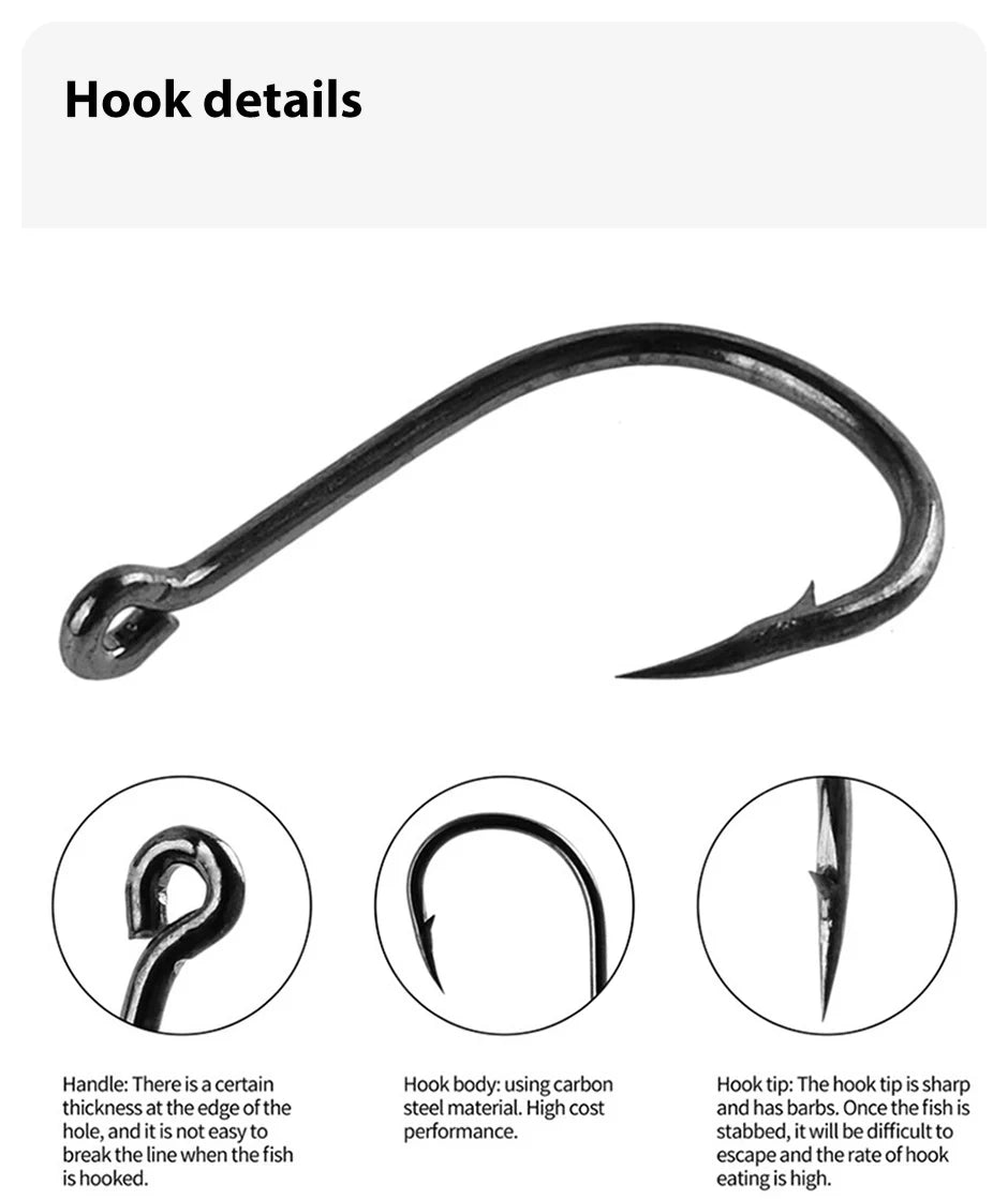 PrecisionHook 100-Pack Carbon Steel Fishing Hook Set