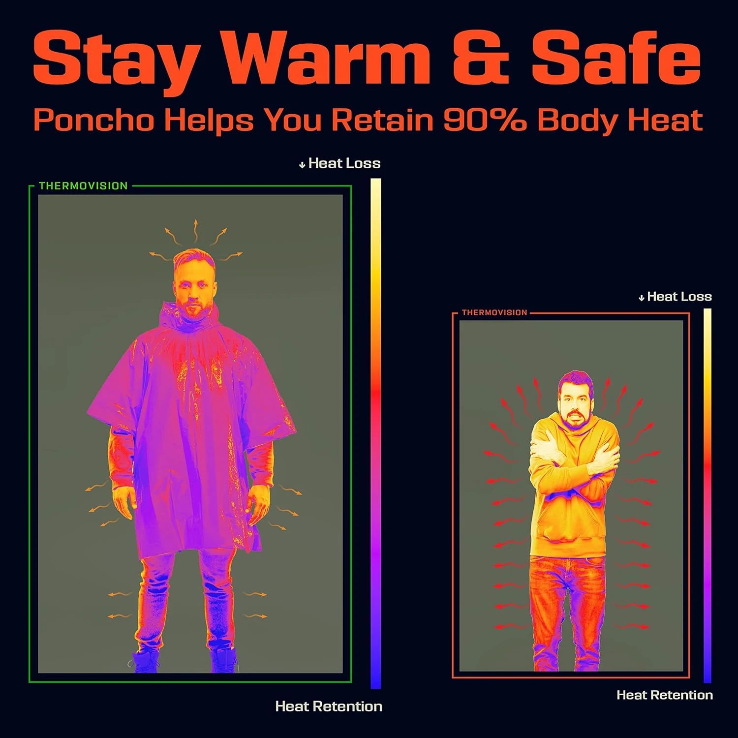 SurvivalPoncho Disposable Emergency Waterproof Rain Poncho