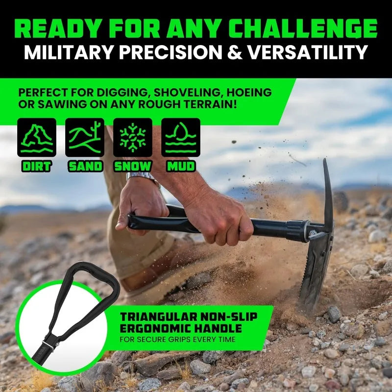 StrikeShovel Folding Survival Shovel with Pick - Manganese Steel