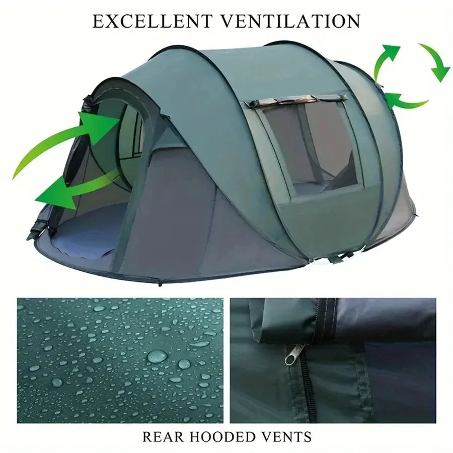 PopBase Instant Throw Camp Tent — 5-8 Person Waterproof