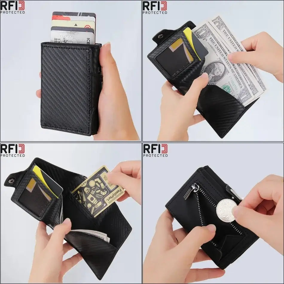 SlimVault RFID Blocking Minimalist Wallet | Carbon Fiber & Aluminum