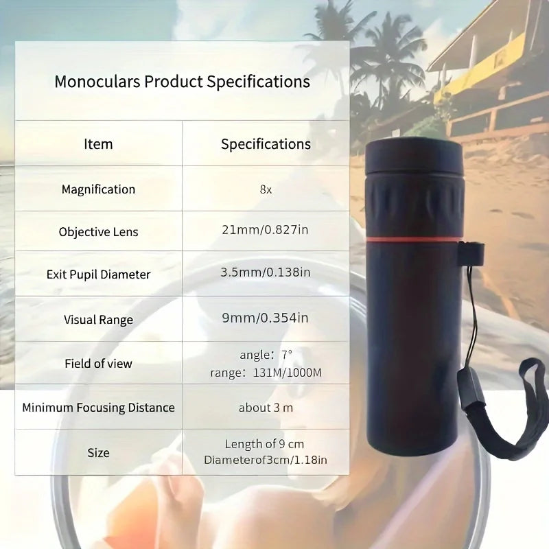 OpticPocket 2000x HD Compact Travel Monocular