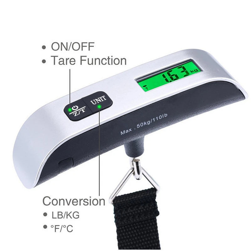 LuggageScale 110lb Digital LCD Hanging Travel Scale