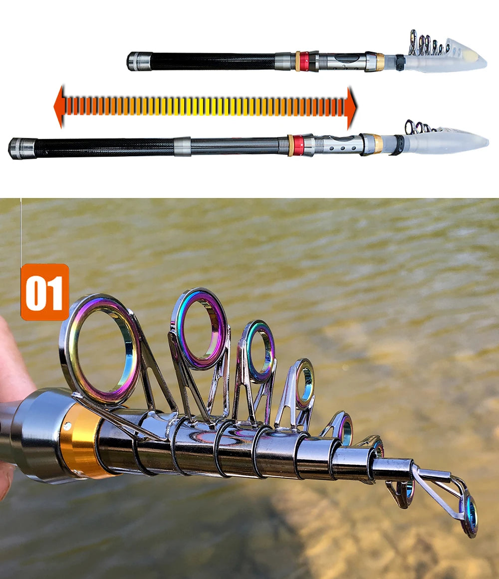 CastPro Telescopic Carbon Fiber Fishing Rod & Reel Combo