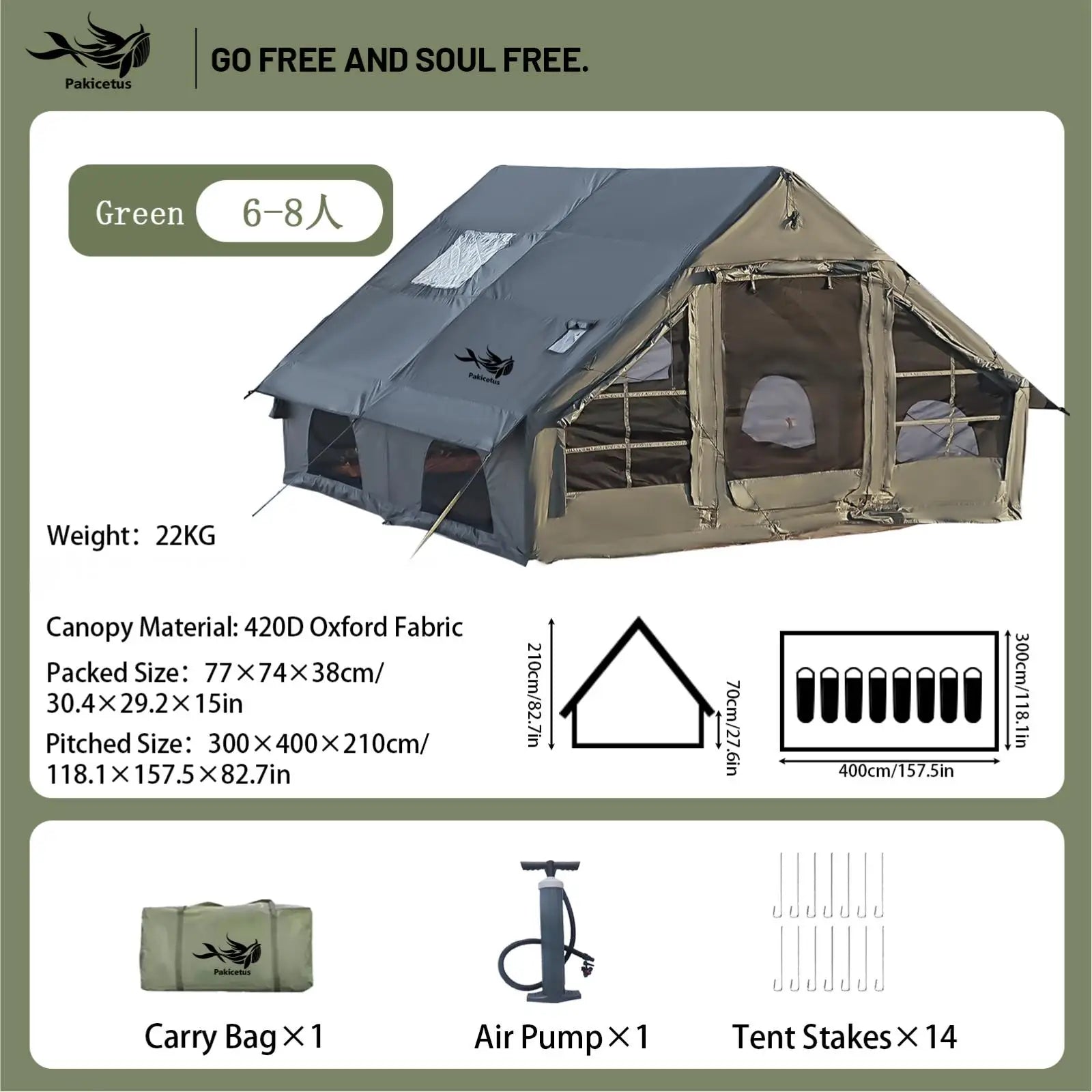 QuickDome Pakicetus Inflatable Family Camping Tent