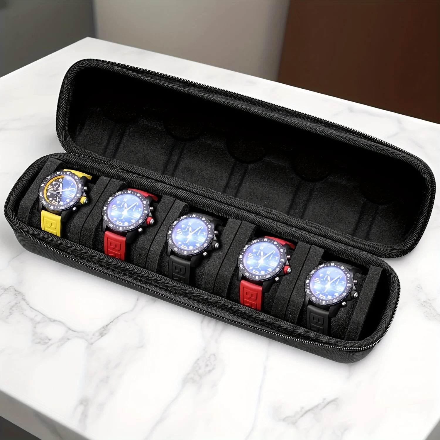 WatchVault 5-Slot Hard Shell Travel Watch Case