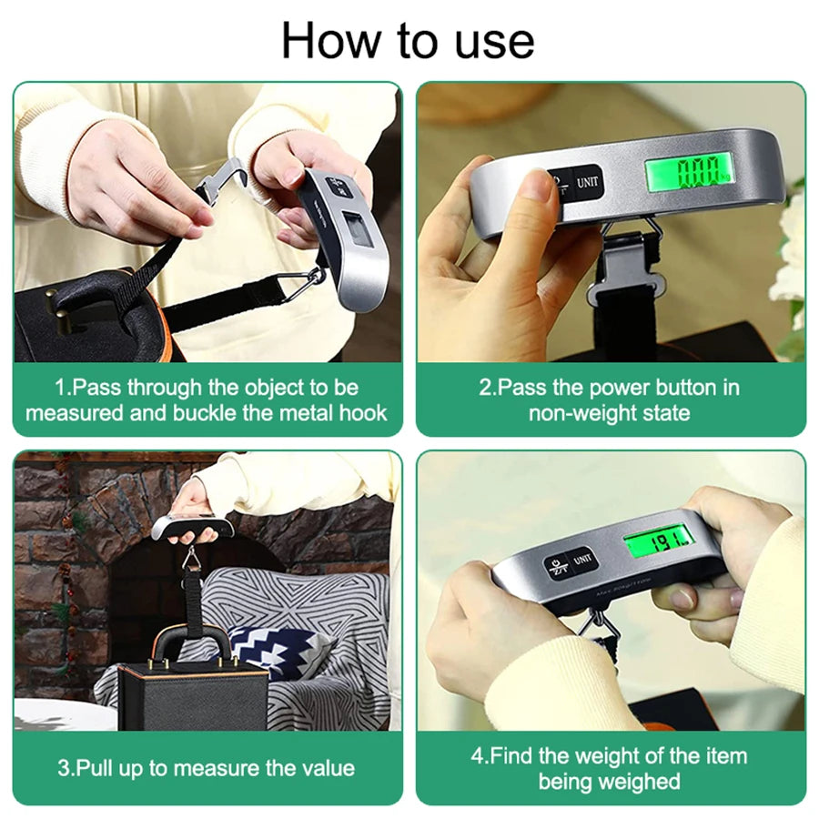 LuggageScale 110lb Digital LCD Hanging Travel Scale