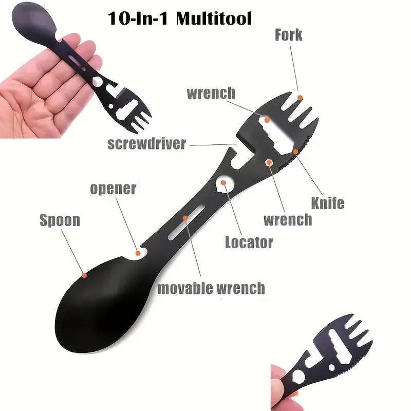 CampSet Stainless Steel Fork Spoon Bottle Opener Tool
