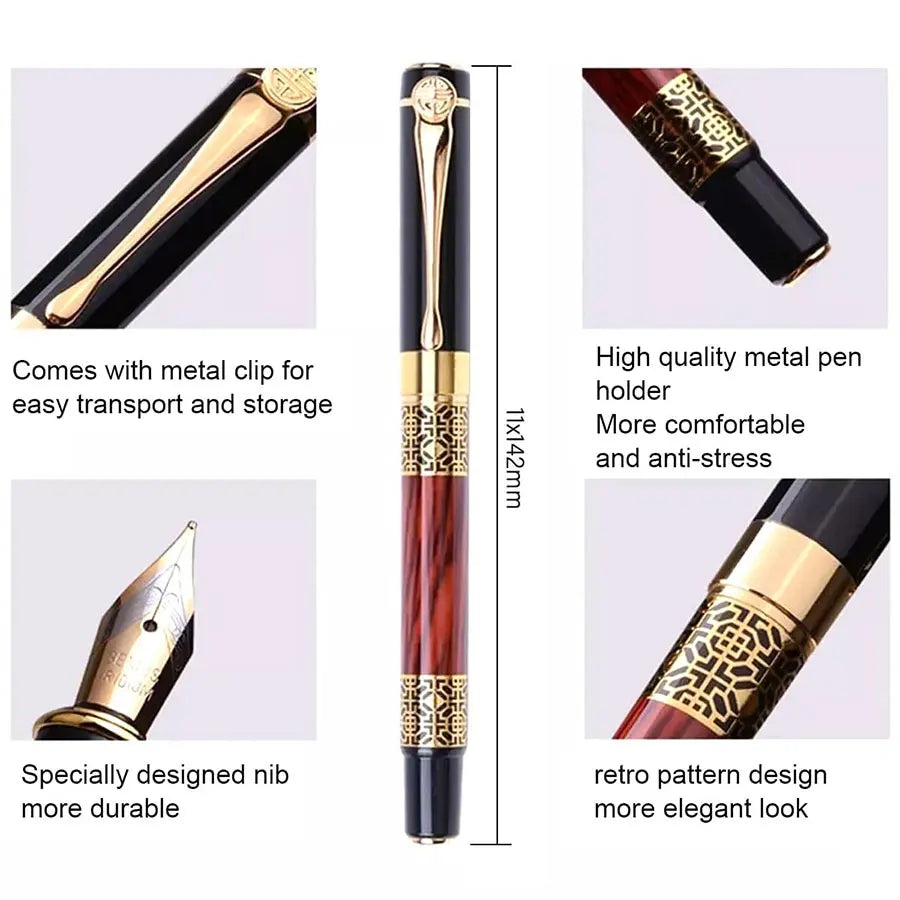 InkVault Retro Metal Fountain Pen & Ink Set
