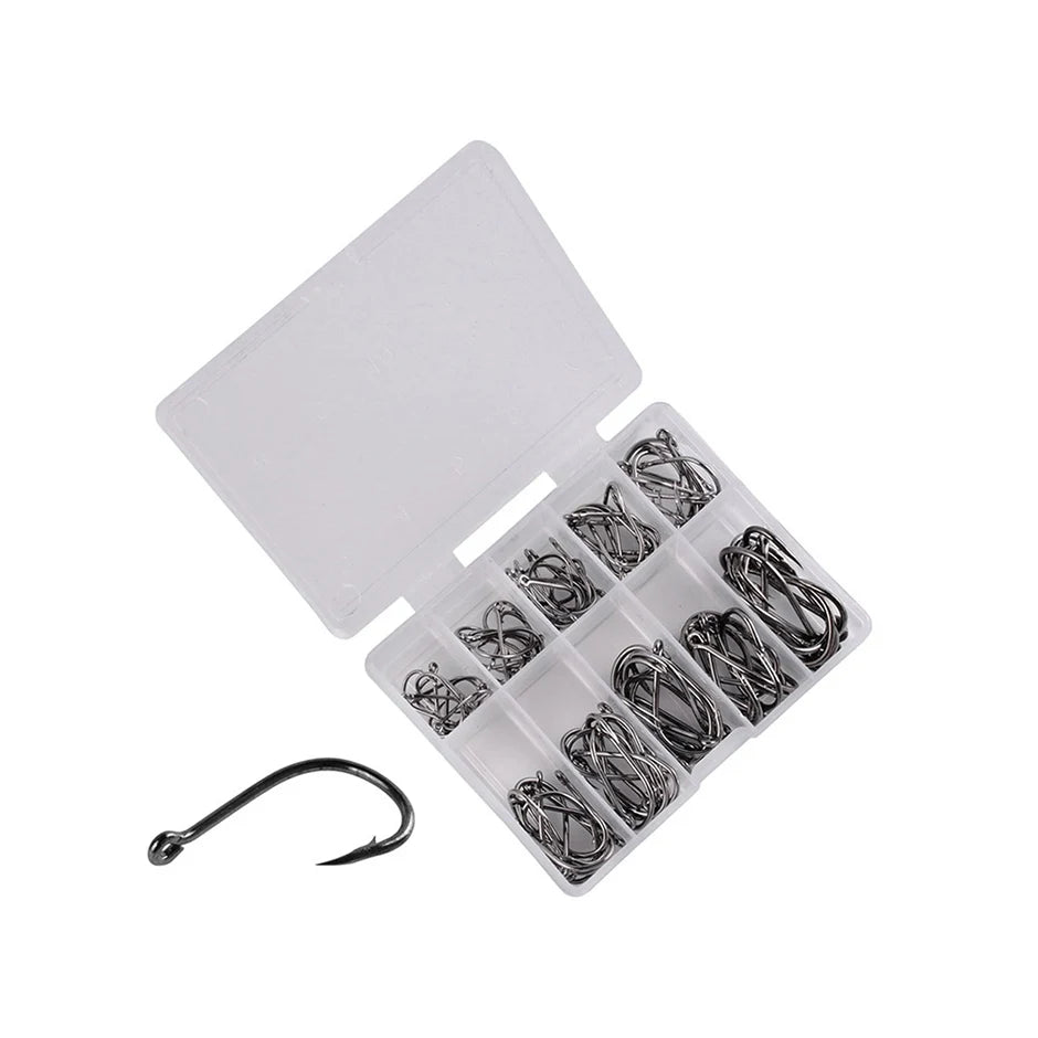 PrecisionHook 100-Pack Carbon Steel Fishing Hook Set