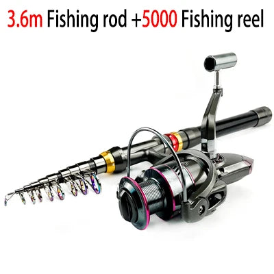 CastPro Telescopic Carbon Fiber Fishing Rod & Reel Combo