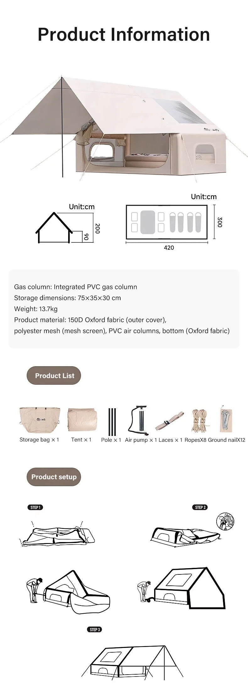 AirBase 2-in-1 Auto Inflatable Tent with Sunshade