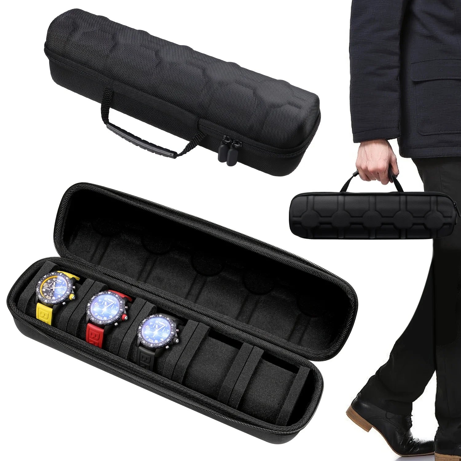 WatchVault 5-Slot Hard Shell Travel Watch Case