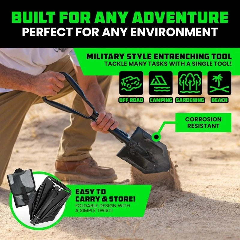 StrikeShovel Folding Survival Shovel with Pick - Manganese Steel