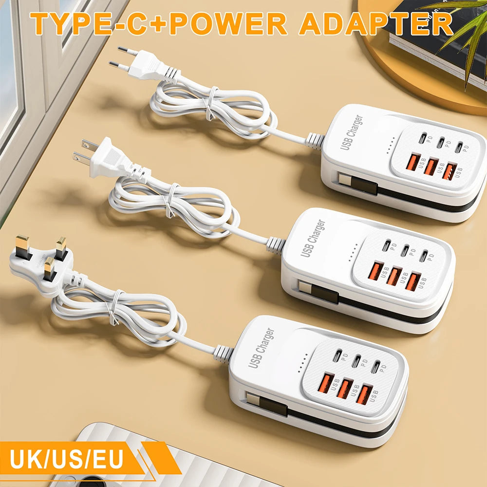 ChargeHub 6-in-1 USB Power Strip — 3PD Fast Charge