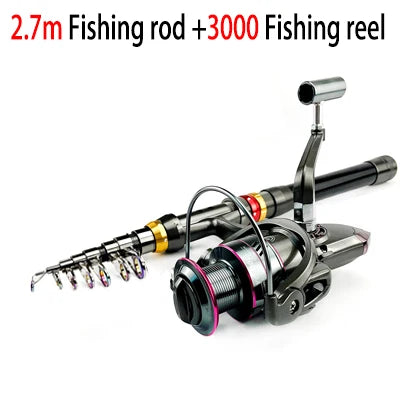 CastPro Telescopic Carbon Fiber Fishing Rod & Reel Combo