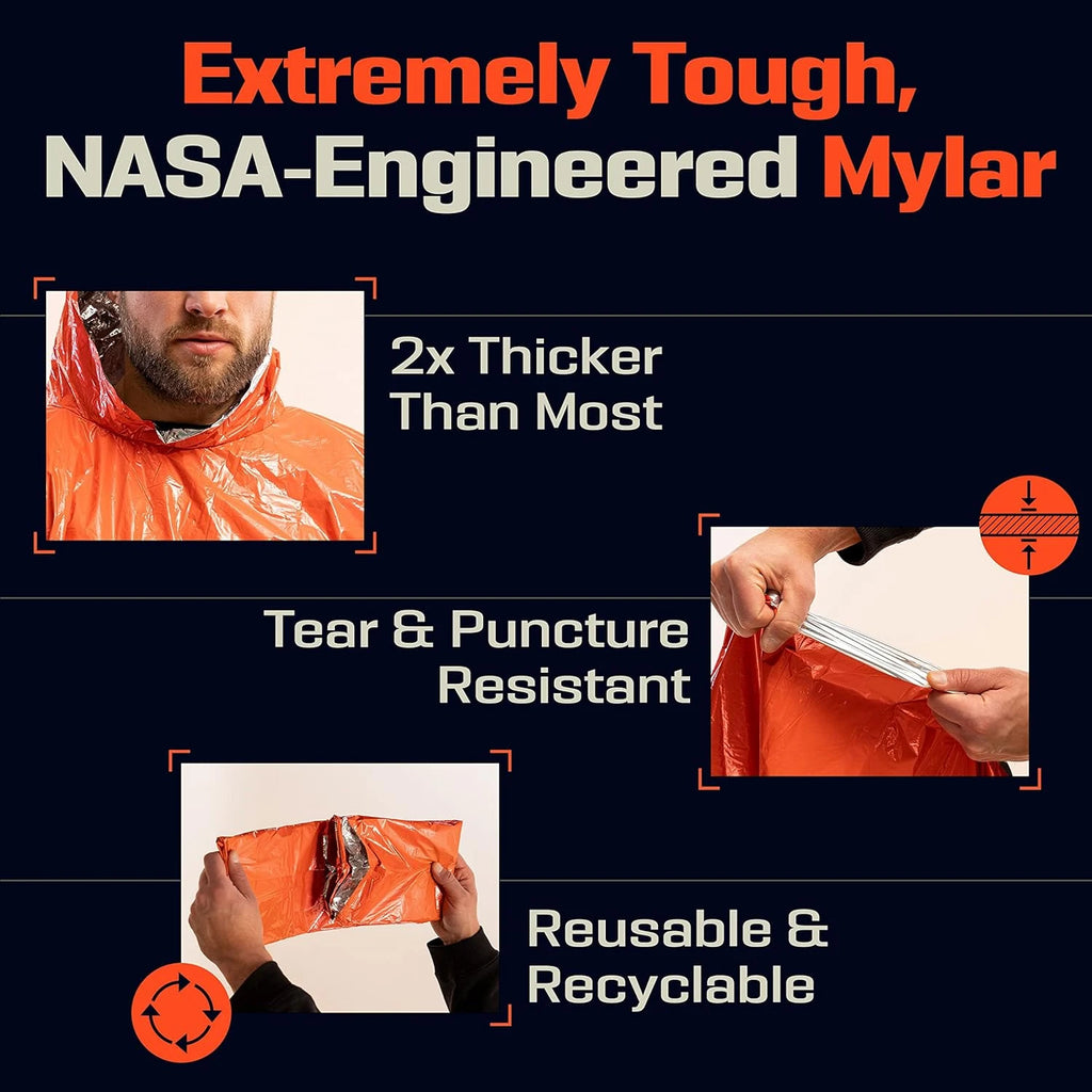 SurvivalPoncho Disposable Emergency Waterproof Rain Poncho
