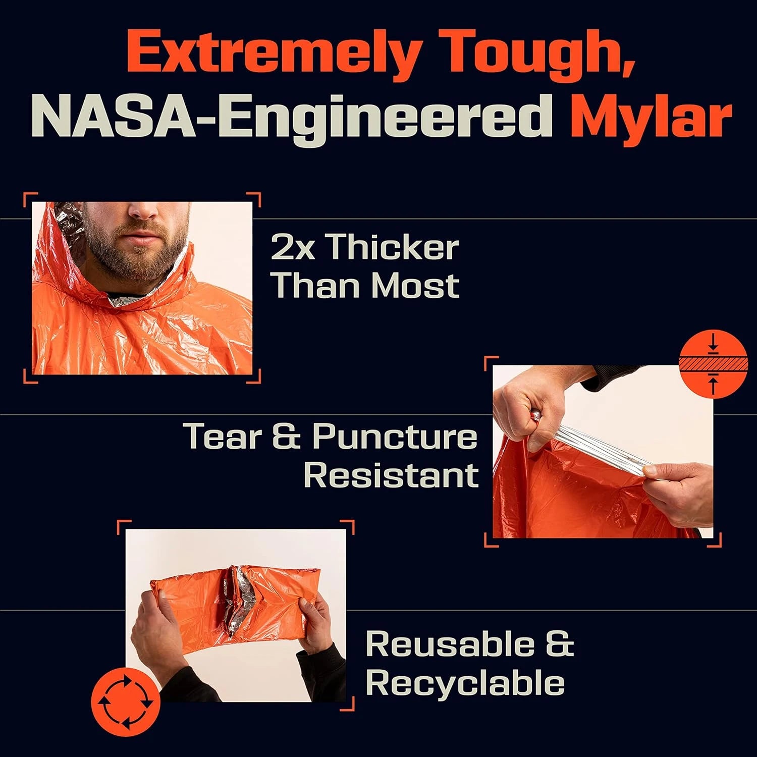 SurvivalPoncho Disposable Emergency Waterproof Rain Poncho