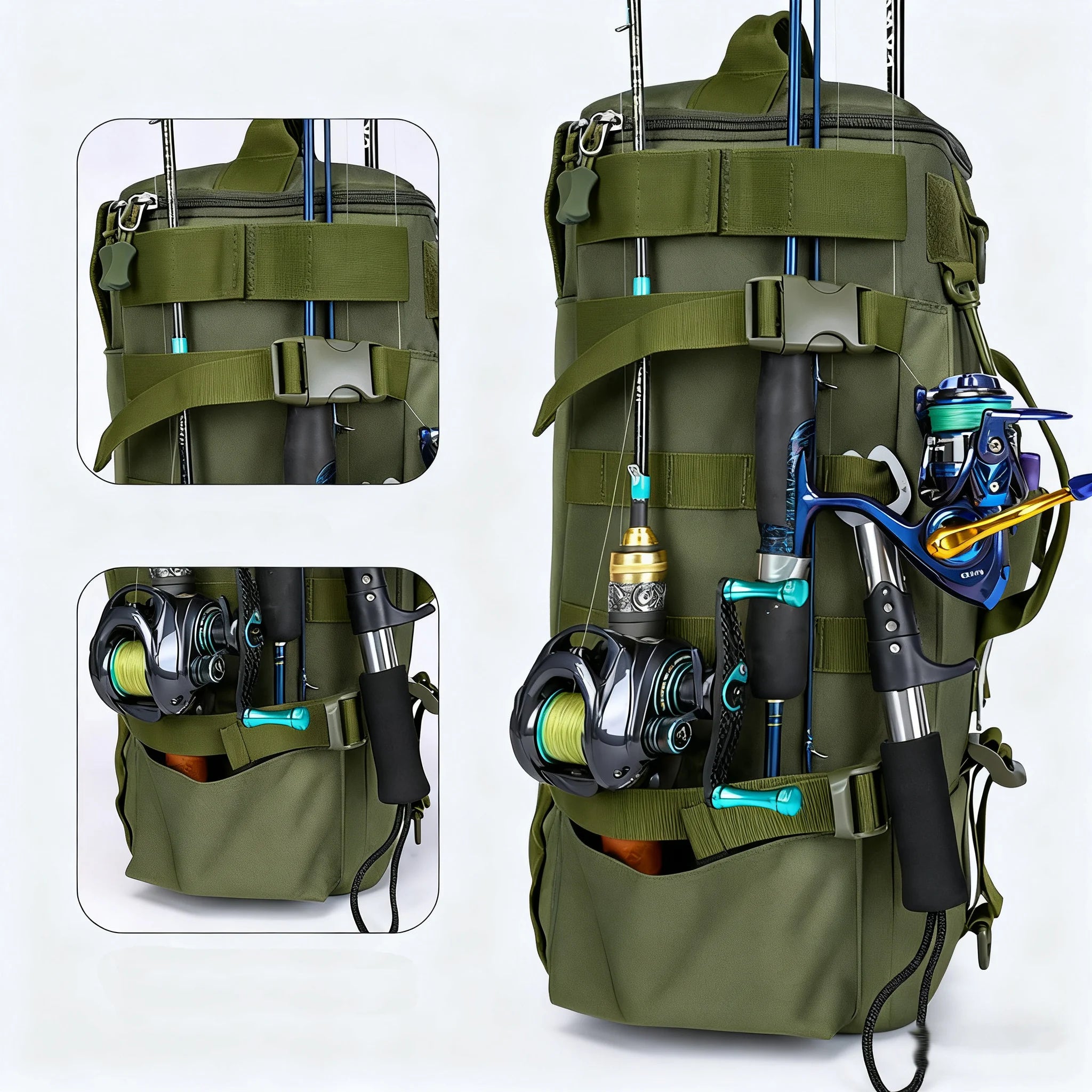 CastPack Tactical Fishing Backpack with Rod Holders