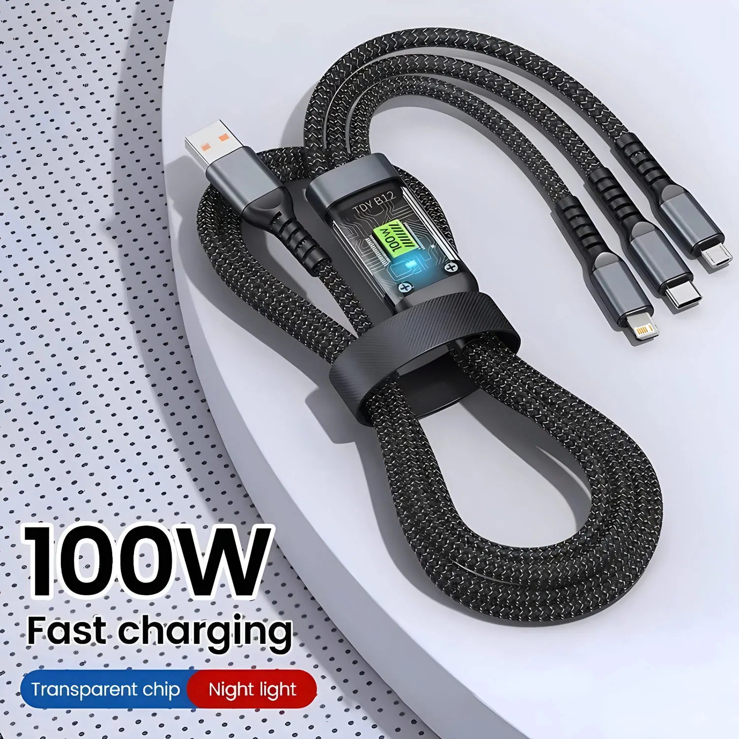 PowerLink 100W Multi-Tip Fast Charging Cable — 3-in-1