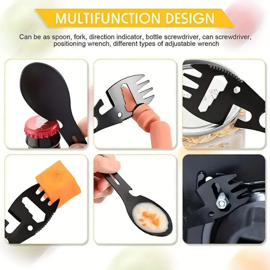 CampSet Stainless Steel Fork Spoon Bottle Opener Tool